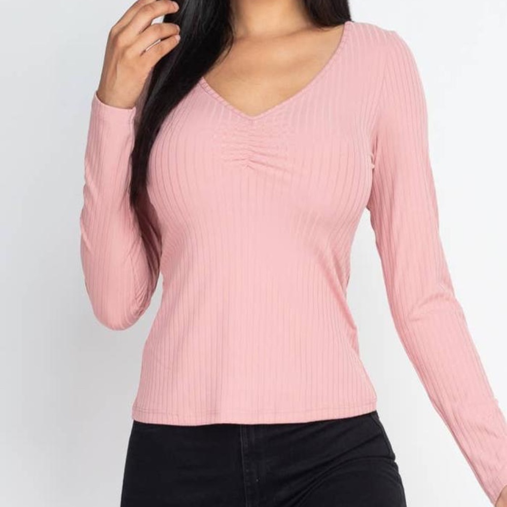 Ruched Chest Detail Ribbed